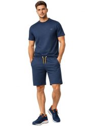 Geographical Norway Bermudy dresowe "Pirofar" w kolorze granatowym rozmiar: 3XL. Niebieskie szorty męskie Geographical Norway, bez wzorów, z bawełny. Za 82.99 zł.