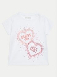 Guess T-Shirt K4BI01 J1314 Biały Regular Fit. Białe koszulki dziewczęce Guess, m, z aplikacjami, z bawełny, bez ramiączek. Za 49.99 zł.