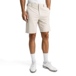 Męskie krótkie spodenki golfowe Belfry. Brązowe szorty męskie SIROKO, z tkaniny, bez kołnierzyka. Za 296.00 zł.