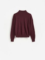 Sweter z wełny merino - mahoniowy. Brązowe swetry klasyczne damskie Reserved, l, z wełny, bez kołnierzyka. Za 259.99 zł.