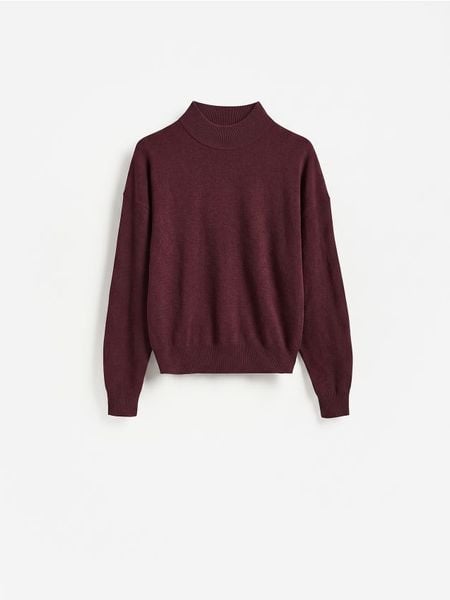 Sweter z wełny merino - mahoniowy. Brązowe swetry klasyczne damskie Reserved, l, z wełny, bez kołnierzyka. Za 259.99 zł.