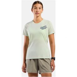 Koszulka damska Odlo ESSENTIAL PRINT T-shirt crew neck s/s. Zielone bluzki sportowe damskie Odlo, l, bez wzorów, z materiału, bez ramiączek. Za 168.55 zł.