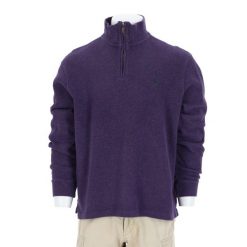 Second life - Polo Ralph Lauren sweter męski z półzamkiem camionneur - Jak nowy. Fioletowe swetry męskie Ralph Lauren, l, bez wzorów, z materiału, bez kołnierzyka. Za 255.56 zł.