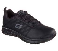 Buty sportowe Skechers Sure Track Erath czarne damskie. Czarne buty sportowe na co dzień damskie Skechers, bez wzorów, z materiału. Za 359.99 zł.