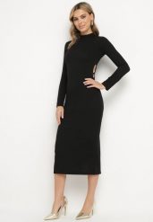 Czarna Dopasowana Sukienka Ozdobiona Wycięciem Dralfedi. Czarne sukienki damskie Born2be, l, bez wzorów, z jeansu, eleganckie, bez kołnierzyka, bez ramiączek, midi, dopasowane. W wyprzedaży za 111.99 zł.