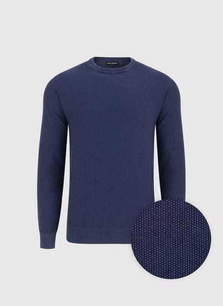 PAKO LORENTE - Granatowy sweter męski o-neck. Niebieskie swetry męskie Pako Lorente, na wiosnę, m, bez wzorów, z bawełny, bez kołnierzyka. Za 199.99 zł.