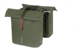 Torba z podwójną sakwą „City Double Pannier Bag MIK 2.0”, zielony mech. Zielone torebki klasyczne damskie BASIL, bez wzorów, ze skóry, duże, bez dodatków. Za 405.90 zł.