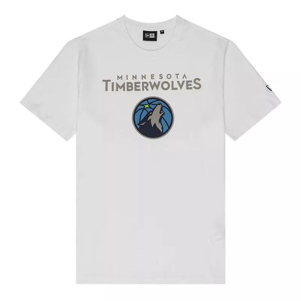 T-Shirt NBA Minnesota Timberwolves New Era Blanc. Białe t-shirty męskie New Era, xl, bez wzorów, z materiału, bez kołnierzyka. Za 174.00 zł.