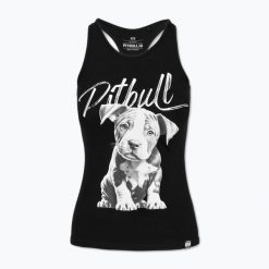 Tank top damski Pitbull Puppy. Czarne topy damskie PITBULL, m, bez wzorów, bez ramiączek. Za 79.99 zł.