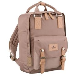 Beżowy, duży plecak damski wykonany z poliestru i skóry ekologicznej - Peterson. Brązowe plecaki damskie Peterson, bez wzorów, ze skóry ekologicznej. Za 149.99 zł.