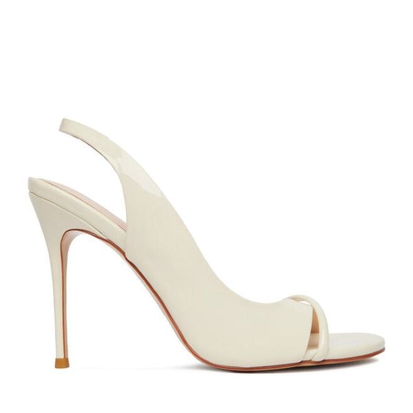 Sandały Eva Minge. Białe sandały damskie Eva Minge, bez wzorów, bez obcasa, na szpilce. Za 449.99 zł.