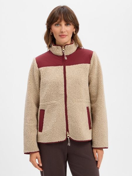 MOS MOSH Damowa kurtka z futerka typu teddy Kobiety beżowy|wielokolorowy, XS. Brązowe kurtki damskie Mos Mosh, xs, bez wzorów, bez kaptura. Za 649.95 zł.