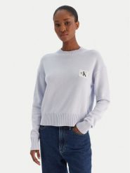 Calvin Klein Jeans Sweter Ck Embro Badge LV047D351G Błękitny Regular Fit. Niebieskie swetry klasyczne damskie Calvin Klein Jeans, s, z bawełny, bez kołnierzyka. Za 329.99 zł.