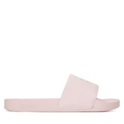 Klapki Tommy Jeans. Czerwone klapki damskie Tommy Jeans, bez wzorów, z jeansu, bez obcasa. Za 199.99 zł.