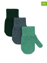 Mikk-line Rękawiczki (3 pary) w kolorze zielonym, granatowym i czarnym rozmiar: 50-92. Czarne rękawiczki dziecięce Mikk-line, prążkowane, bez ramiączek. Za 83.03 zł.