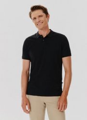 PAKO LORENTE – Gładki bawełniany t-shirt polo w kolorze czarnym. Czarne koszulki polo męskie Pako Lorente, l, bez wzorów, z bawełny, bez ramiączek. Za 69.99 zł.