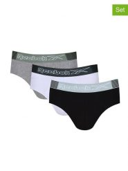 Reebok Slipy (3 pary) "Gavin" w kolorze czarnym, szarym i białym rozmiar: M. Białe slipki męskie Reebok, bez wzorów. Za 52.17 zł.