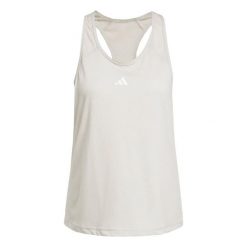 Damski tank top adidas Essentials Minimalnding Racerback. Białe topy sportowe damskie Adidas, xl, bez wzorów, z materiału, bez ramiączek. Za 127.10 zł.