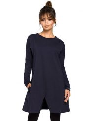 Be Wear Tunika w kolorze granatowym rozmiar: S/M. Niebieskie tuniki damskie Be Wear, m, bez wzorów, bez kołnierzyka, bez ramiączek. Za 114.17 zł.
