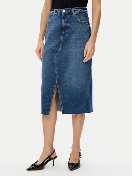 BOSS Spódnica jeansowa midi 50512588 Niebieski Slim Fit. Niebieskie spódniczki damskie Boss, bez wzorów, z bawełny, midi. Za 339.99 zł.