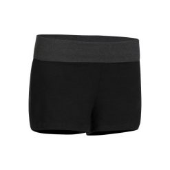 Spodenki do jogi damskie. Czarne spodenki sportowe damskie DOMYOS, bez wzorów, z bawełny. Za 29.99 zł.