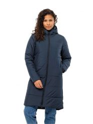 Jack Wolfskin Płaszcz pikowany "Deutzer" w kolorze granatowym rozmiar: XS. Niebieskie płaszcze damskie Jack Wolfskin, s, bez wzorów, z materiału. Za 342.60 zł.