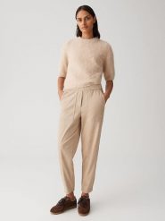 OPUS Spodnie "Myha" w kolorze beżowym rozmiar: 36. Brązowe spodnie materiałowe damskie Opus, bez wzorów, z materiału, z podwyższonym stanem. Za 197.17 zł.