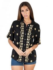 Isla Bonita by SIGRIS Bluzka w kolorze czarnym rozmiar: XL. Czarne bluzki damskie Isla Bonita by SIGRIS, xl, bez wzorów, z bawełny, bez kołnierzyka, bez ramiączek. Za 105.38 zł.