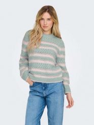 ONLY Sweter w kolorze błękitno-jasnoróżowym rozmiar: S. Niebieskie swetry klasyczne damskie Only, s, ze splotem, bez kołnierzyka. Za 87.81 zł.