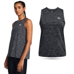 Koszulka damska tank top UNDER ARMOUR 1383656 bez rękawów. Czarne bluzki sportowe damskie Under Armour, s, bez wzorów, bez ramiączek. Za 69.99 zł.