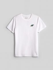 4F T-shirt slim gładki męski - biały XXL. Białe t-shirty męskie 4f, m, bez wzorów, z bawełny, bez kołnierzyka. Za 69.99 zł.