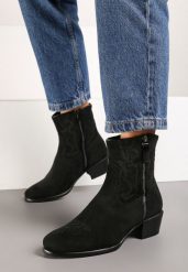 Czarne Botki na Obcasie w Stylu Kowbojek z Ozdobnym Suwakiem Reathirae. Czarne botki damskie Born2be, eleganckie, bez obcasa, na obcasie, bez zapięcia. Za 139.99 zł.