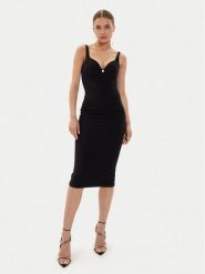Elisabetta Franchi Sukienka koktajlowa AB-711-46E2-V360 Czarny Slim Fit. Czarne sukienki damskie Elisabetta Franchi, bez wzorów, z syntetyku, wizytowe, bez kołnierzyka, bez ramiączek. Za 1,019.00 zł.