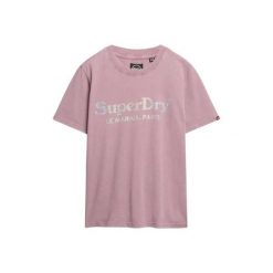 Metaliczny t-shirt damski casualowy Superdry Venue. Fioletowe t-shirty damskie Superdry., m, bez wzorów, bez kołnierzyka. Za 147.05 zł.