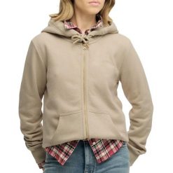 Damska bluza z kapturem zapinana na zamek Superdry Essential Logo Hb. Brązowe bluzy z kapturem damskie Superdry., m, z bawełny. Za 309.00 zł.