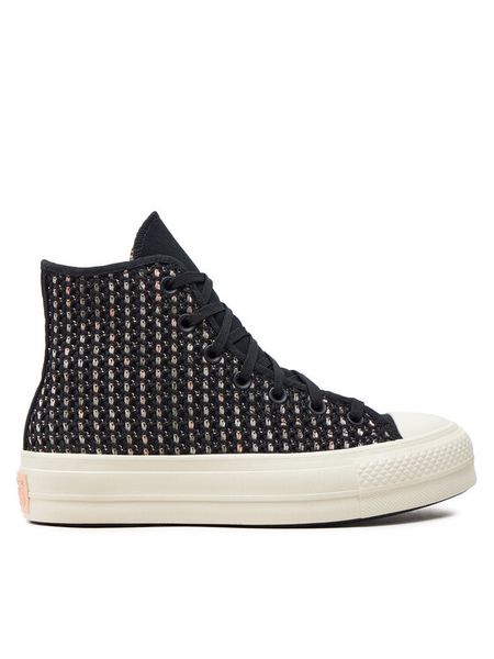 Converse Trampki Chuck Taylor All Star Lift Platform Crochet A09829C Czarny. Czarne trampki i tenisówki damskie Converse, bez wzorów, z materiału. Za 289.99 zł.