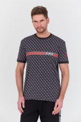 GUESS Czarny t-shirt Jamey. Czarne t-shirty męskie Guess, m, z aplikacjami, bez kołnierzyka. W wyprzedaży za 141.99 zł.