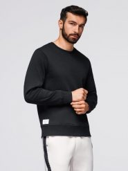 Bluza męska dresowa BASIC z okrągłym dekoltem - czarna V5 - Rozmiar: XXL. Czarne bluzy bez kaptura męskie Ombre Clothing, m, z bawełny. W wyprzedaży za 109.49 zł.