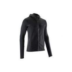 Kurtka do biegania męska RUN WARM+ czarna. Czarne kurtki treningowe męskie KALENJI, m, bez wzorów, z elastanu, do biegania. Za 119.99 zł.