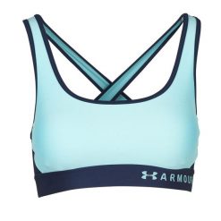 Biustonosz sportowy Under Armour Mid Crossback. Niebieskie biustonosze sportowe damskie Under Armour, bez wzorów, z elastanu. Za 188.25 zł.
