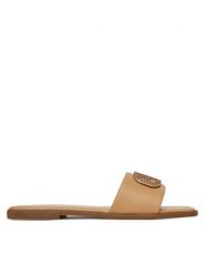 DeeZee Klapki Q877-44 Beżowy. Brązowe klapki damskie DeeZee, bez wzorów, z materiału, bez obcasa. Za 119.99 zł.