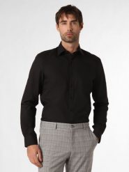 Finshley & Harding Koszula łatwa w prasowaniu Mężczyźni Slim Fit Bawełna czarny kołnierzyk kent, 40. Czarne koszule męskie Finshley & Harding, m, bez wzorów, z bawełny, bez kołnierzyka, bez ramiączek. Za 179.95 zł.