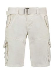 Geographical Norway Bojówki "Pouvoir" w kolorze białym rozmiar: XL. Brązowe szorty męskie Geographical Norway, z aplikacjami, z bawełny. Za 109.78 zł.