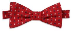 Czerwona Wiązana Mucha -EM Men's Accessories- Męska, w Biało-Granatowe Kwiatki. Czerwone krawaty i muchy męskie Em men's accessories, bez wzorów, eleganckie. Za 59.99 zł.