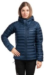 Kurtka puchowa damska Microlight Alpine Women. Niebieskie kurtki damskie RAB, s, bez wzorów, z materiału, bez kaptura. Za 1,079.99 zł.