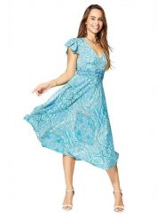 Ipanima Sukienka w kolorze błękitnym rozmiar: 38/40. Niebieskie sukienki damskie Ipanima, bez wzorów, klasyczne, bez kołnierzyka, bez ramiączek, midi, rozkloszowane. Za 74.28 zł.