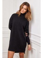 So Cachemire Sukienka dzianinowa "Abufera" w kolorze czarnym rozmiar: M. Czarne sukienki damskie So Cachemire, m, bez wzorów, z dzianiny, bez kołnierzyka, bez ramiączek, mini. Za 173.99 zł.