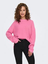 ONLY Sweter w kolorze różowym rozmiar: M. Różowe swetry klasyczne damskie Only, m, ze splotem, bez kołnierzyka. Za 105.38 zł.