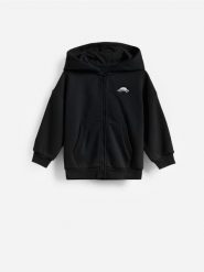 Bawełniana bluza oversize - czarny. Czarne bluzy i bluzki niemowlęce Reserved, bez wzorów, z bawełny, bez ramiączek, bez kaptura. Za 49.99 zł.