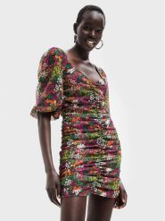 Desigual Sukienka codzienna Lara 22WWVW47 Kolorowy Slim Fit. Sukienki damskie Desigual, na co dzień, l, bez wzorów, z syntetyku, bez kołnierzyka, bez ramiączek, proste. Za 419.99 zł.